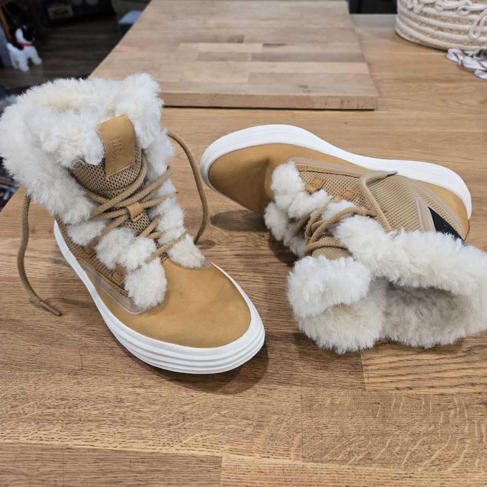 Mark Nason Shogun Nellie Shearling Nuback Leather Lace Up Boots Size 7